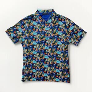 BUGATCHI Polo Shirt Men's Size M Hawaiian Theme